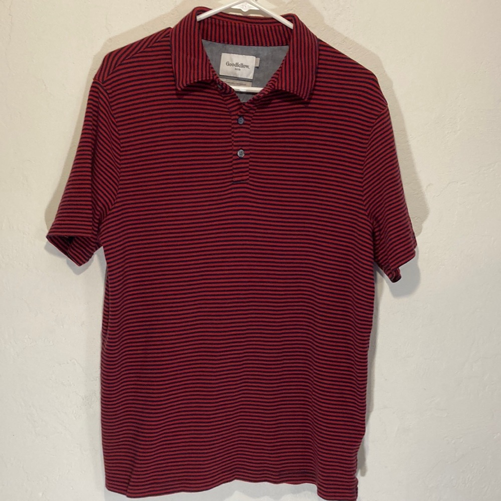 Goodfellow & Co Target Men’s Polo Majesty Red and Black Striped Large